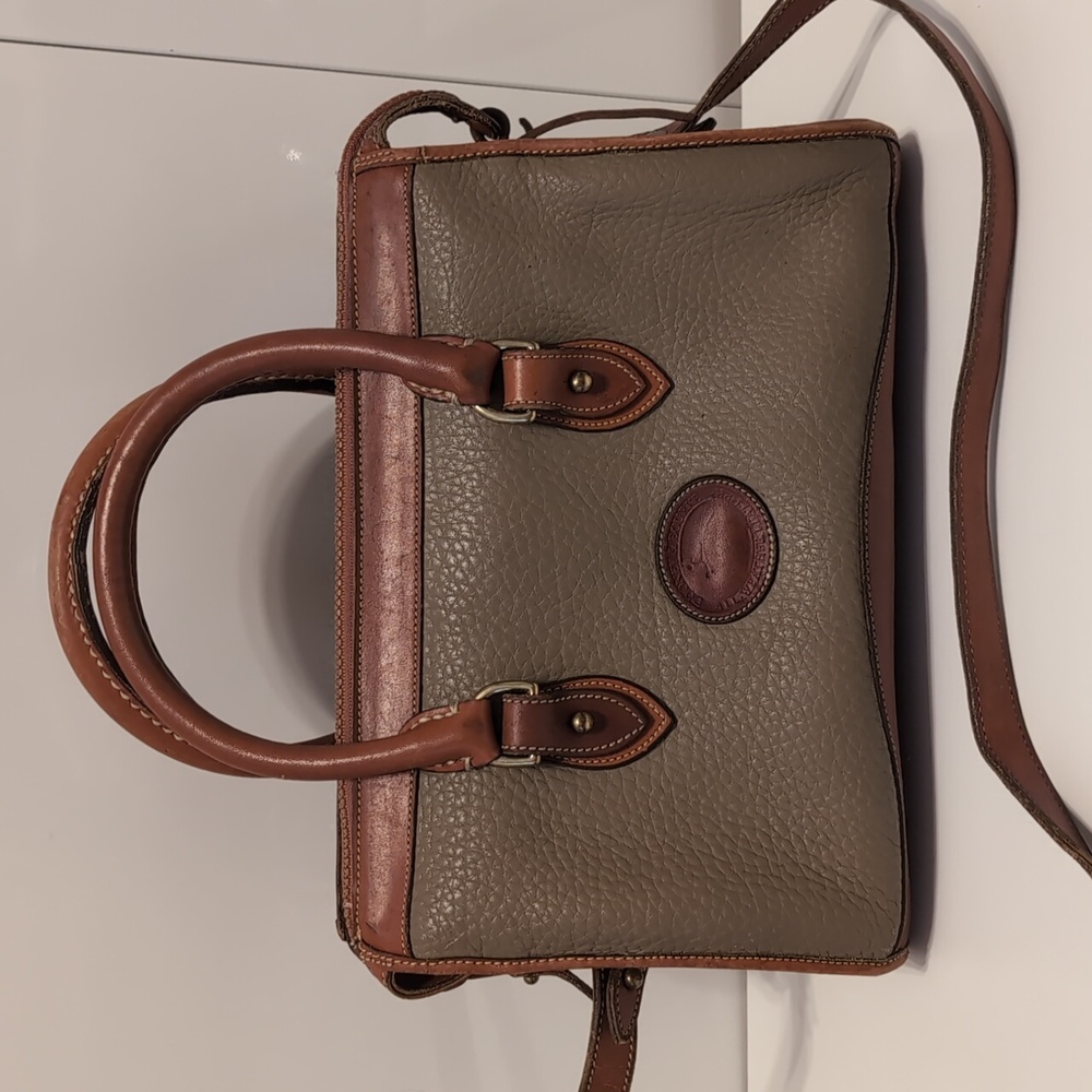 Vintage Dooney and Bourke Tan and Brown Pebbled Leather Leather Bag